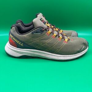 Merrell Olive Green Hiking Sneakers with Yellow & Red Accents